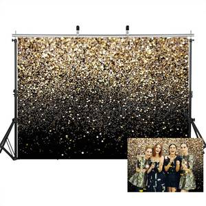 lot 45297 image: SJOLOON Black and Gold Backdrop Gold Spots Backdrop Vinyl Photography Backdrop Vintage Background for Family Birthday Party Newborn Studio Props 11547(7x5FT)