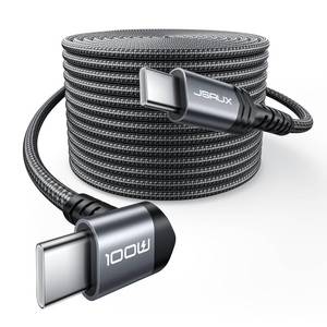 lot 45299 image: JSAUX 60W USB C to USB C Cable, 10FT Right Angle USBC to USBC Fast Charging Cord Compatible with iPhone 1616 Pro Max, iPhone 15 Pro Max, ROG Ally, Steam Deck, Switch, Samsung S24 S23, iPad, MacBook