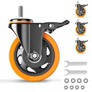 lot 45304 image: 3 Inch Caster Wheels 2200Lbs, Threaded Stem Casters Set of 4 Heavy Duty, 12-13 x 1 (Screw Diameter 12, Stem Length 1), Safety Dual Locking Industrial Castors, Wheels for Cart, Furniture
