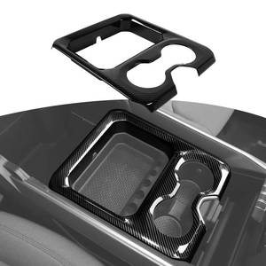lot 45306 image: RT-TCZ for RAM Cup Holder Storage Box Trim Cover, Carbon Fiber Interior Accessories for Dodge RAM 2018-2023