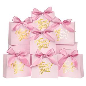 lot 45309 image: DECHISY 60 Pack Small Thank You Gift Bags, 4.5x1.8x3.9 Inch Mini Gift Bags with Ribbon, Baby Shower Favor Bags, Pink Thank You Bags, Party Favor Bags for Candy, Wedding, Bridal Showers, Birthday