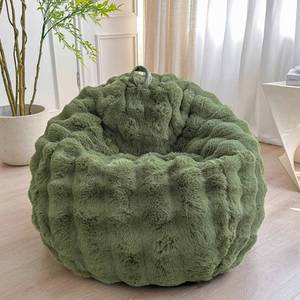 lot 45310 image: (No Filler, Just Cover) LIFEREVO Kids Fluffy Faux Rabbit Fur Bean Bag Chair Cover (No Filler), Soft Fuzzy Stuffed Animal Storage Bubble Moss Bean Bag for Plush Toys, Cute Shaggy Furry Beanbag Cover Kids Girls, Sage Green