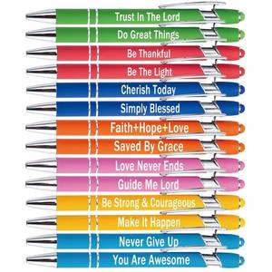 lot 45316 image: PASISIBICK 14 Pieces Motivational Inspirational Quotes Snarky Screen Touch Stylus Ballpoint Pens for Office Encouraging Scriptures with Black Ink(7 Colors,Boss Lady)