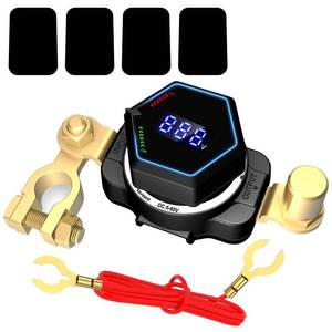 lot 45338 image: AWBLIN Top Post Battery Disconnect Switch with Voltmeter, DC 5-60V Master Isolator On Off Kill Switch Power CutShut Off Switch for Marine Boat RV Car Truck Camper Trailer