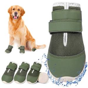 lot 45360 image: DcOaGt Dog Shoes Mesh Breathable Dog Boots & Paw Protectors for Hot Pavement Summer Winter Snow, 360° Anti-Slip Dog Booties for Small Medium Puppy for Outdoor Walking,Military Green 4PCS(Size 5)