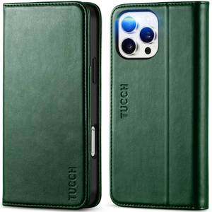 lot 45367 image: TUCCH Wallet Case for iPhone 16 Pro Max, Kickstand PU Leather Folio Cover with 3 Card Holder RFID Blocking, Protective Soft TPU Inner Shell Compatible with iPhone 16 Pro Max 5G 2024, Dark Green