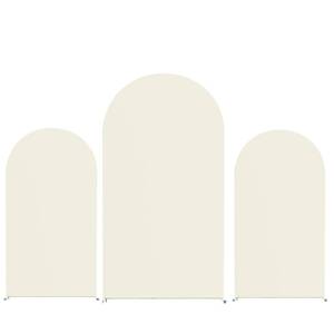 lot 45372 image: Wedding Arch Cover 7.2FT, 6FT, 6FT Spandex Fitted Set of 3 for Round Top Chiara Backdrop Stand, Balloon Backdrop Arch Stand Cover for Wedding Birthday Party Baby Shower Decoration, Beige