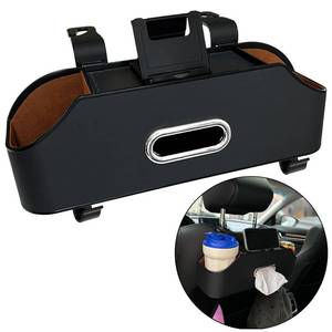 lot 45377 image: YUBOMT Car Seat Back Organizer with Cup Holder, Tissue Box, Phone Holder, Storage Hook, Multifunctional Back Seat Storage for Car, SUV-Black