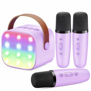 lot 45389 image: YLL Mini Karaoke Machine for Kids Adults Portable Loud Speaker with 3 Wireless Microphones -Most Popular Birthday Party Gifts for Girls Boys 3, 4, 5, 6, 7, 8, 9, 10,11 Year Old Toys (Purple-3 Mics)