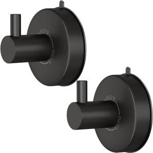 lot 45400 image: DGYB Suction Cup Hooks for Shower Set of 2 Towel Hooks for Bathrooms SUS 304 Stainless Steel Matte Black Shower Hooks for Loofah 15 LB Bathroom Hooks for Towels