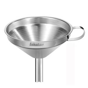 lot 45401 image: Lakatay 5-Inch Food Grade Stainless Steel Kitchen Funnel with Strainer Filter for Transferring of Liquid Dry Ingredients and Metal Cooking Funnel�Silver