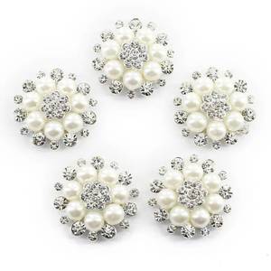 lot 45408 image: 10 Pieces Faux Pearl Snowflake Rhinestones Buttons, Flat Back Rhinestone Buttons for DIY Crafts Jewelry Phone