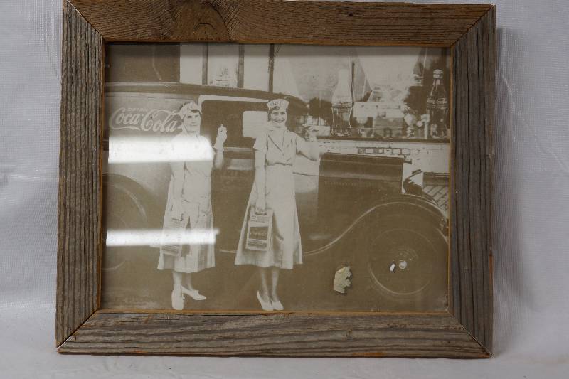 lot 3094 image: Framed Black and White Photo of Women with Coca-Cola Products - A Blast from the Past