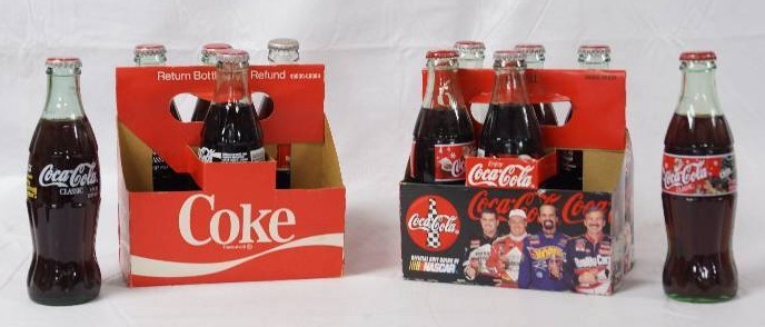 lot 3100 image: Lot of Glass Coca-Cola Bottles in Cardboard 6-packs - See Photos for Details