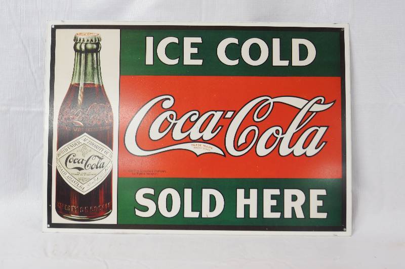 lot 3110 image: Coca-Cola Vinyl Sign - Great for the Collectors