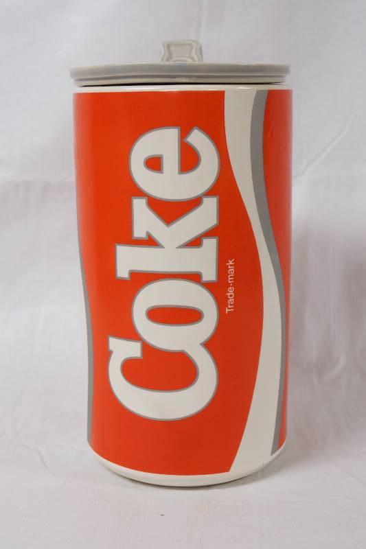 lot 3114 image: Ceramic Coke Can Jar - See Photos for Details