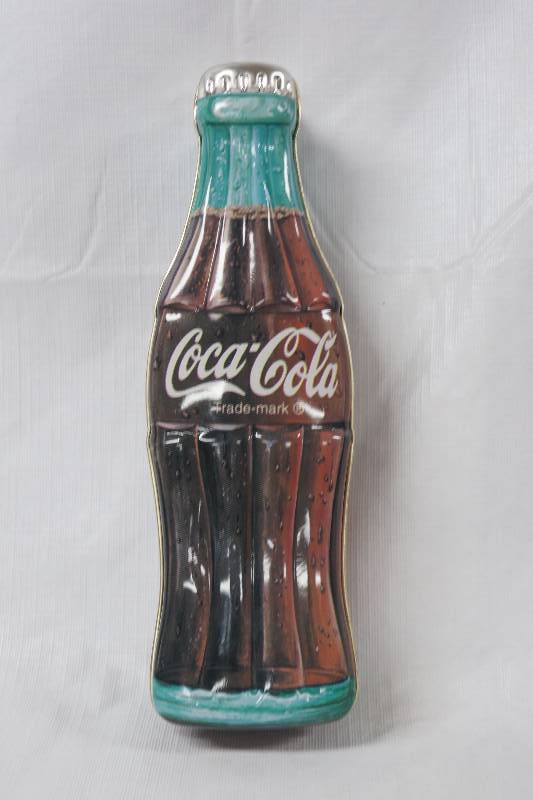 lot 3118 image: Coca-Cola Bottle Shaped Tin Canister - See Photos