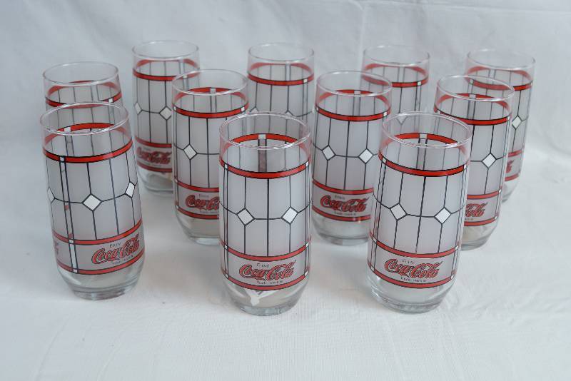 lot 2027 image: Lot of 11 Coca-Cola Glasses - Neat Design - See Photos for Details
