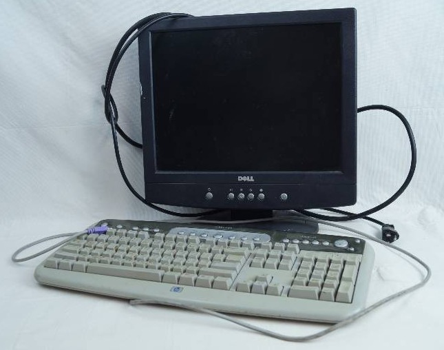 lot 2031 image: Dell Computer Monitor and HP Keyboard - See Photos for Details
