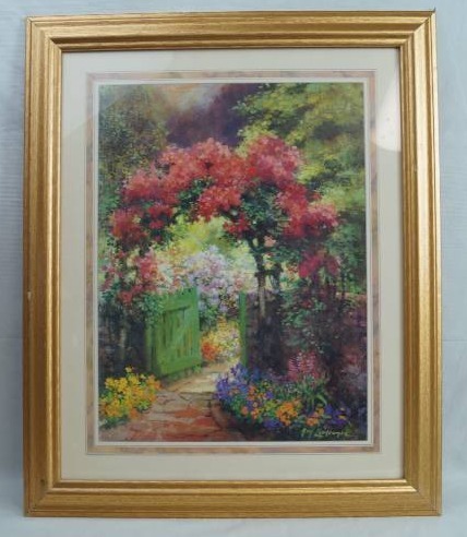 lot 2035 image: Beautiful Framed Garden Painting - Guy Lindscombe - See Photos