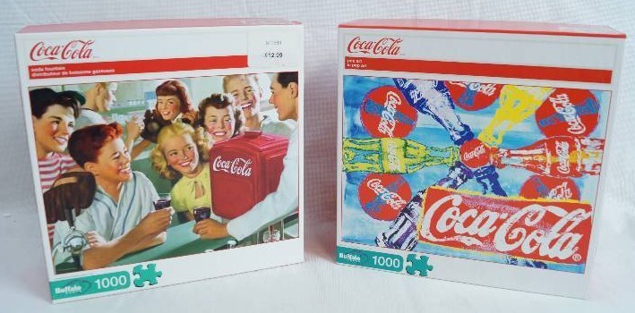 lot 2002 image: Lot of 2 Coca-Cola Puzzles - 1000 Piece Puzzles - See Photos for Details