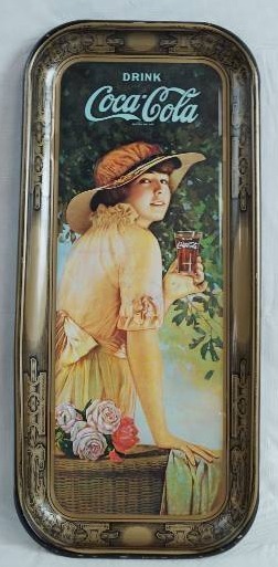 lot 2004 image: Coca-Cola Tin Tray - Little Girl Holding a Coke Glass - Cute