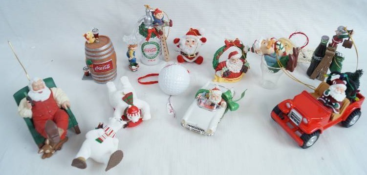 lot 2018 image: Lot of Assorted Christmas Ornaments - Some Coca-Cola - See Photos for Details