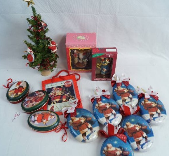 lot 2022 image: Lot of Coca-Cola Holiday Decor - See Photos for Details