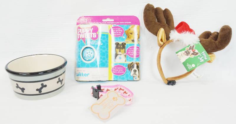 lot 3179 image: Lot of Dog Items - Head Band, Bowl, and More - See Photos