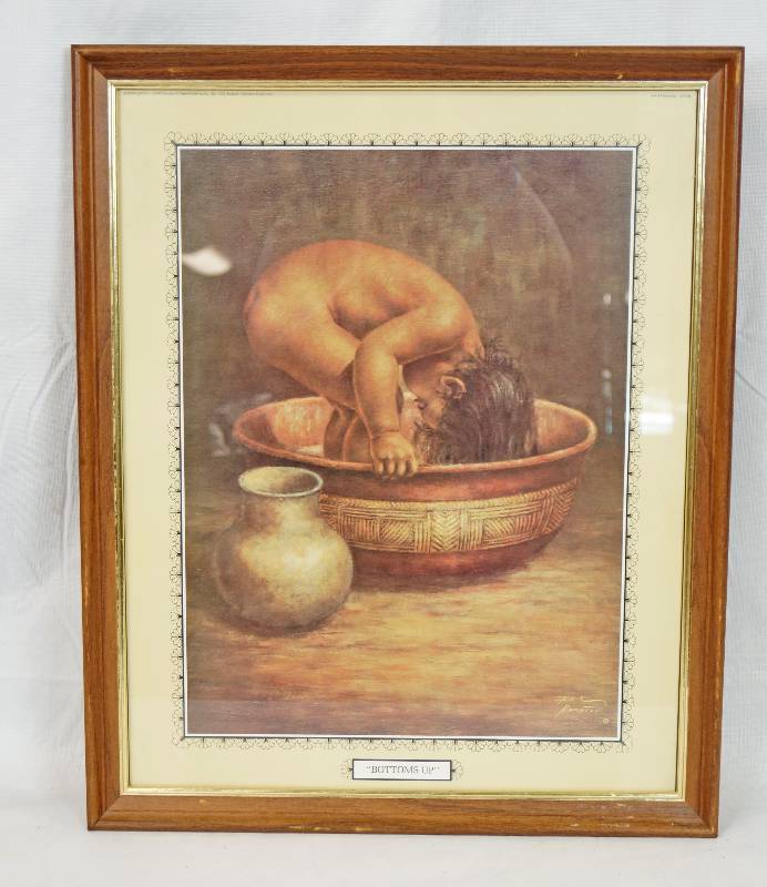 lot 3243 image: Bottoms Up Framed Photo - Adorable - See Photos for Details