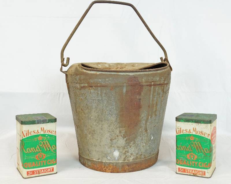 lot 3280 image: Metal Bucket and 2 Niles and Moser Cigar Tins - Neat