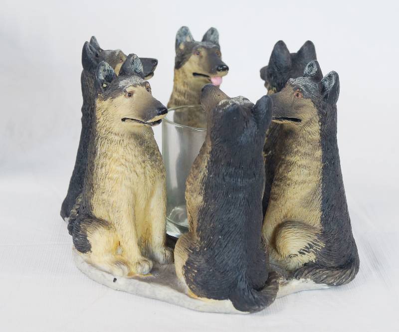 lot 3292 image: Circle of German Shepherds - Votive Candle Holder - New in Original Box