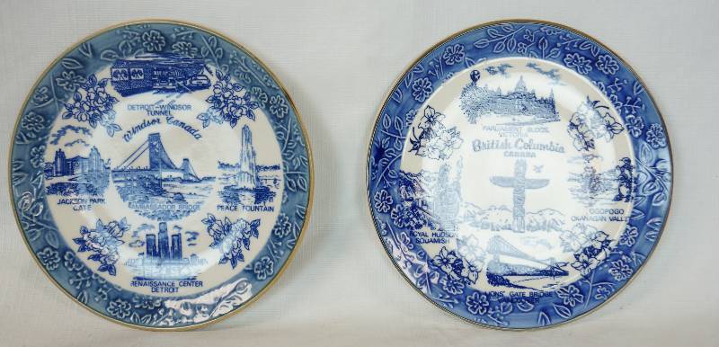 lot 3323 image: Lot of 2 - Vintage Canada Commemorative Plates - Sigal Bros - British Columbia and Windsor - Neat Sigal Bros