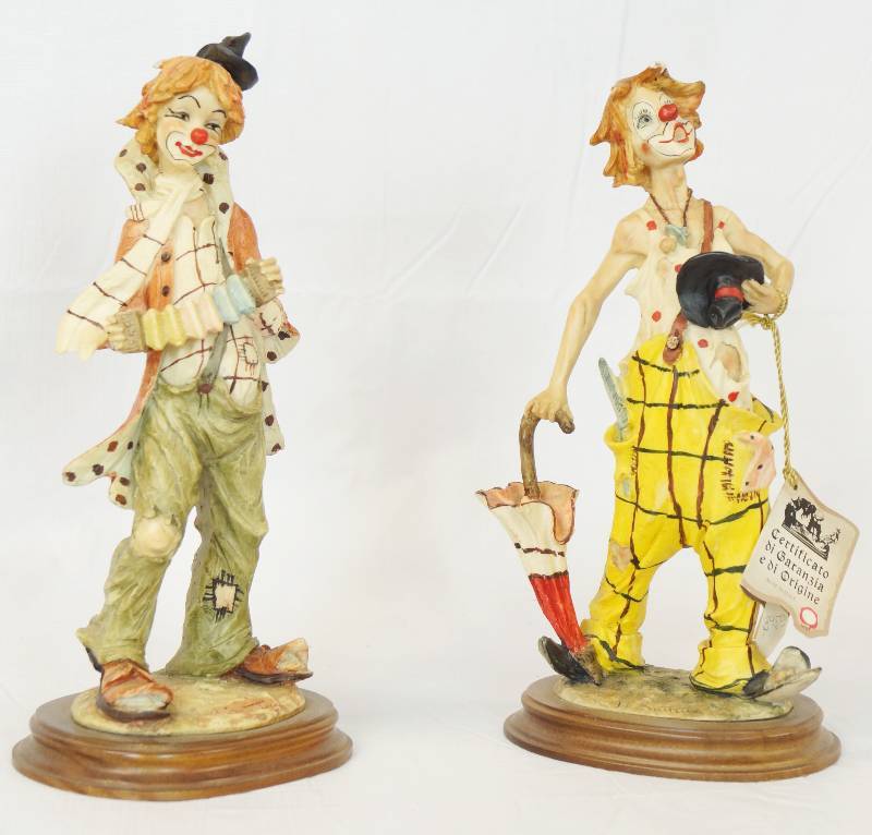 lot 3324 image: Lot of 2 Collectible Clown Sculpture Figurines - A. SANTINI CAPODIMONTE - WOW