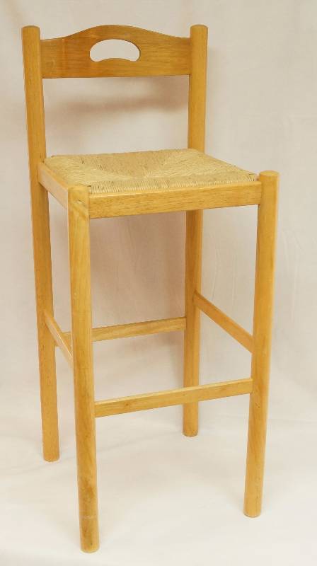 lot 4129 image: Natural Color Bar Stool with wicker Seat - Wicker is in great shape Bar Stool is 40 tall on back. Seat is 29 from floor. NICE