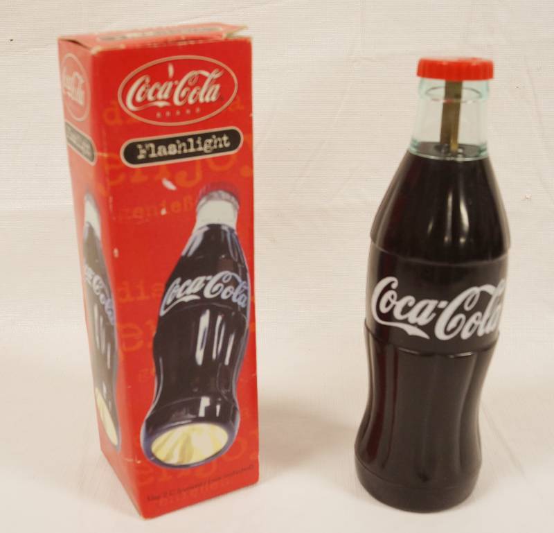 lot 6848 image: Coca-Cola Brand Flashlight - Neat With Original Box - Works Needs 2 C Batteries
