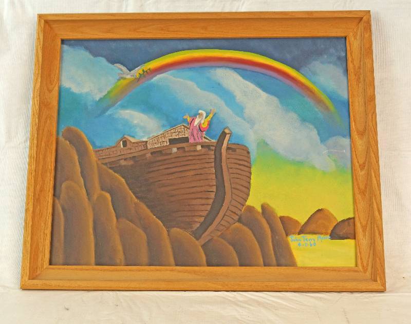 lot 6800 image: Beautiful, Framed Noahs Art Painting by John Terry Moore from 4-11-60