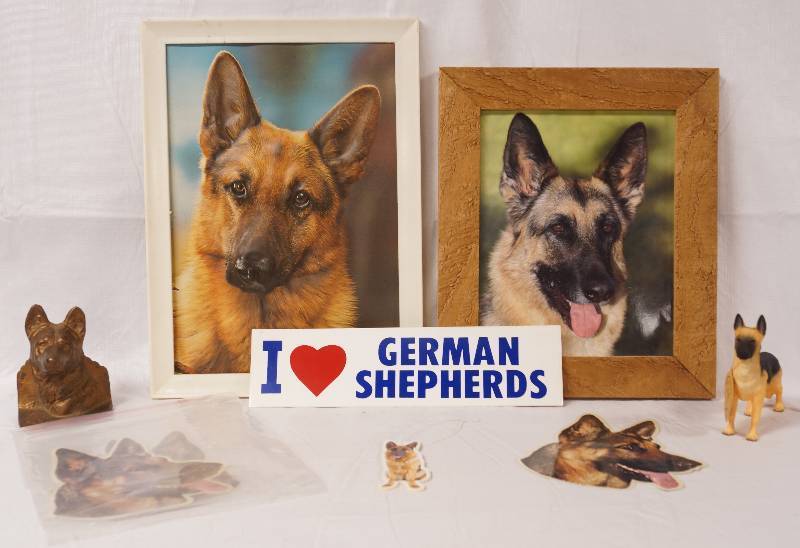 lot 2202 image: Cast Metal German Shepherd Bust and other COOL Items - Stickers, Pictures ornaments and more See Photos for Details