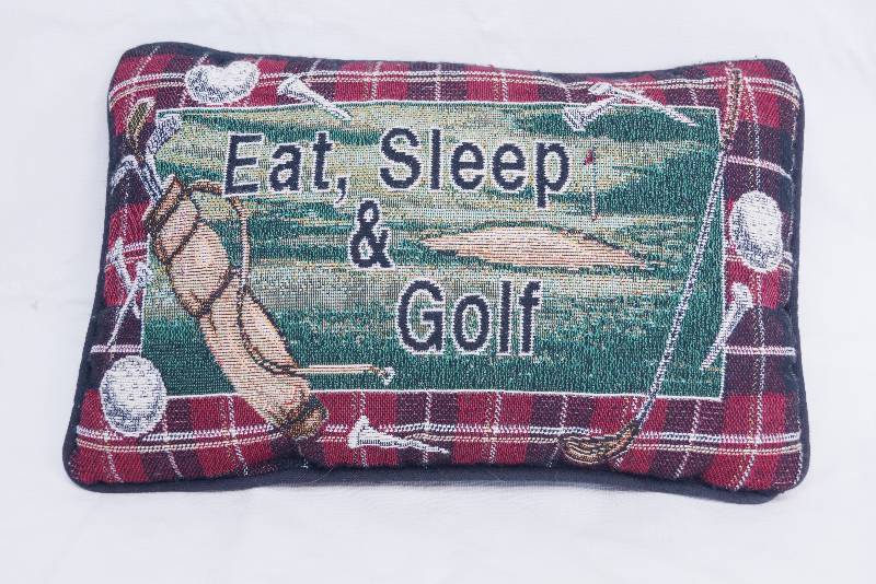 lot 3129 image: Golf Themed Decorative Pillow - East, Sleep, Golf - Neat