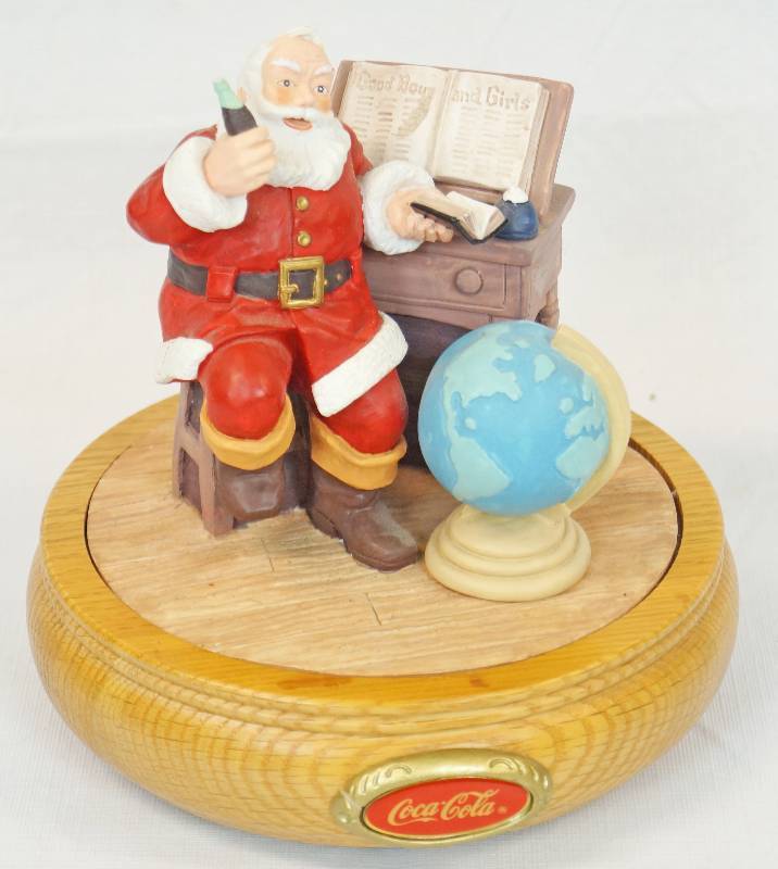 lot 3072 image: Coca-Cola Music Box - Santa Claus Checking His List - Works
