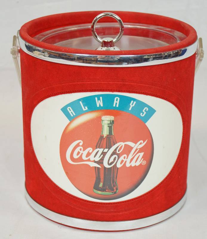 lot 3081 image: Cylinder Coca-Cola Container with Handle - See Photos