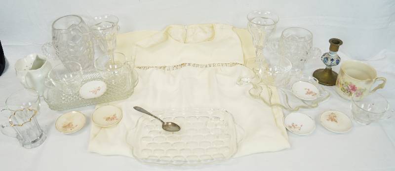 lot 3350 image: Catch-All Lot - Beautiful white dress, Vintage Snack Set Singles and more Check it out