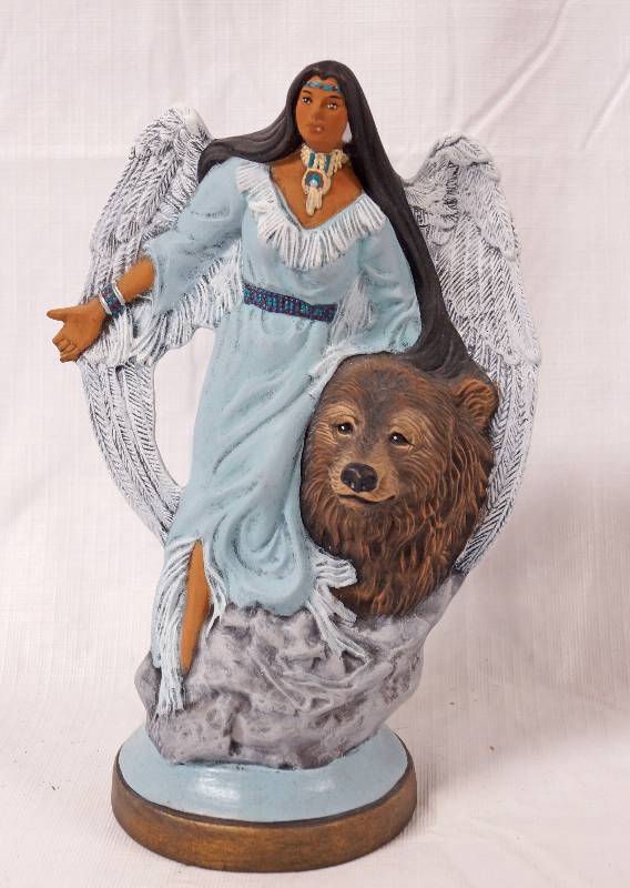 lot 2204 image: Ceramic Native American Woman with Bear - Very Neat