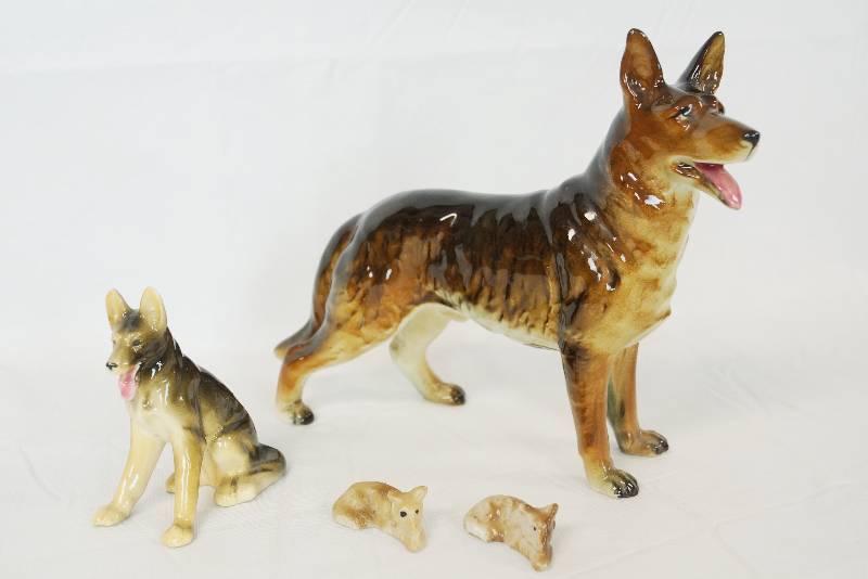 lot 3131 image: Vintage JAPAN Figurines of German Shepherds - WALES - very big others med to small - Highly Collectible