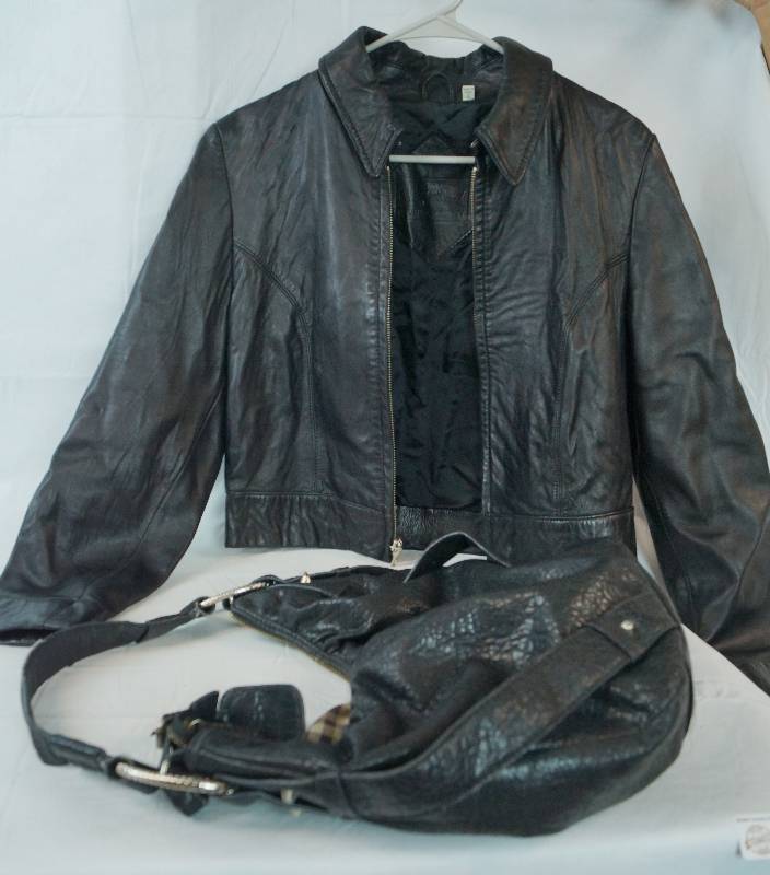 lot 3359 image: Soft Leather Jacket (size small) Copper Key & Leather Purse - Jessica Simpson - see note