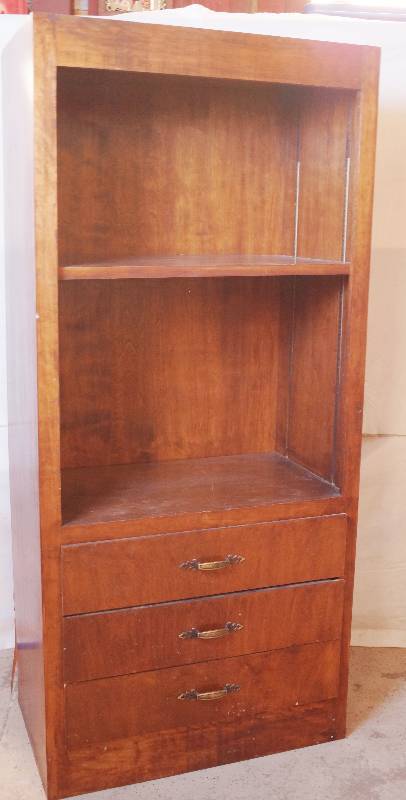 lot 2044 image: Solid Wood Cabinet with Shelves and Doors - Large, Solid-Built Piece - See description