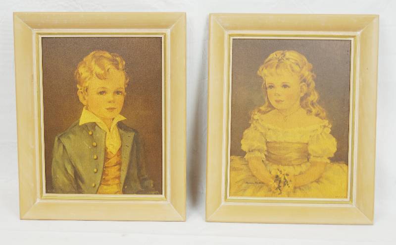 lot 3401 image: Lot of 2 Framed Prints - by Allaben - Reofect Painting Reprints - Neat for childs room