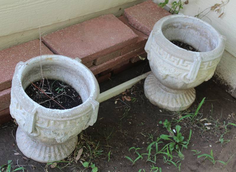 lot 9140 image: Lot of 2 Concrete Planters - See Photos for Details