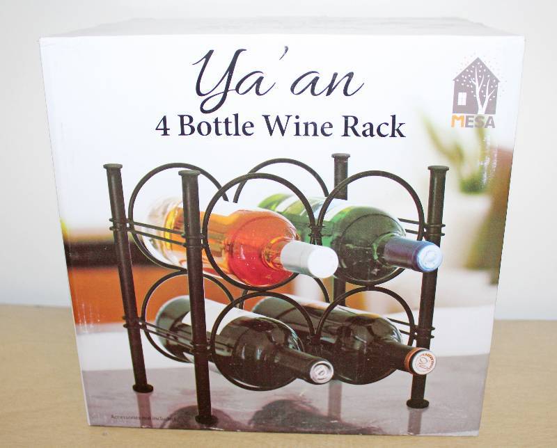lot 9188 image: Yaan 4 Bottle Wine Rack - Great for the Ladies Night