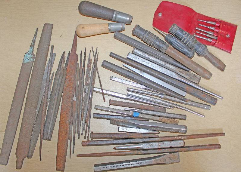 lot 9299 image: Lot of Assorted Punches, Chisels and Files - See Photos for Details